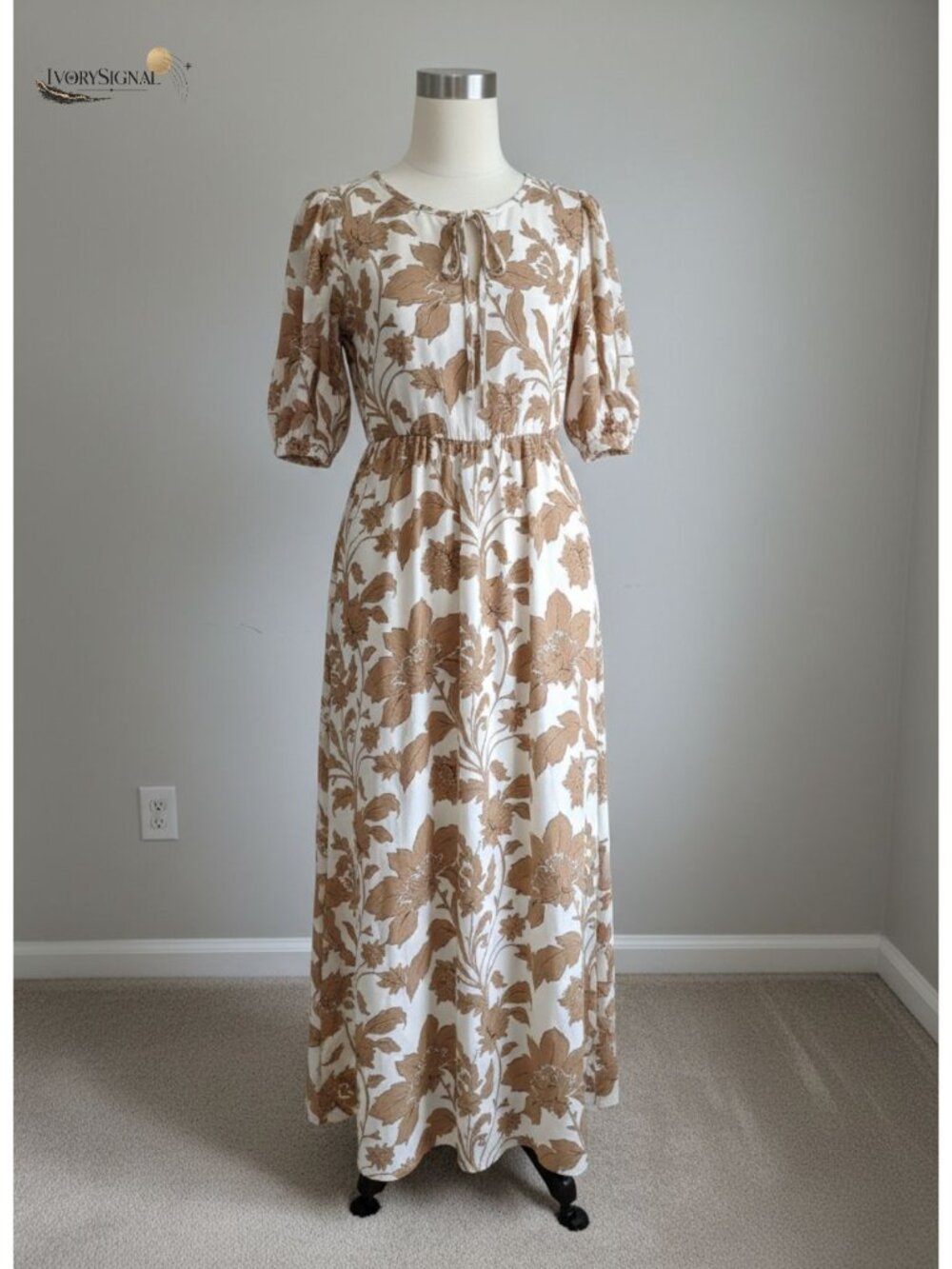 Boho Floral Maxi Dress 3/4 Sleeve Loose Fit Swing Summer Beach